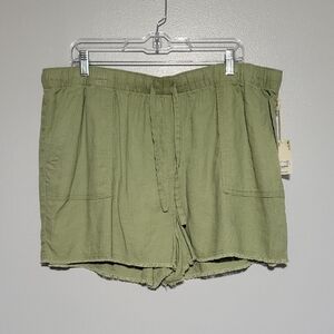 a.n.a Olive Green linen blend Drawstring Casual Women’s Shorts
